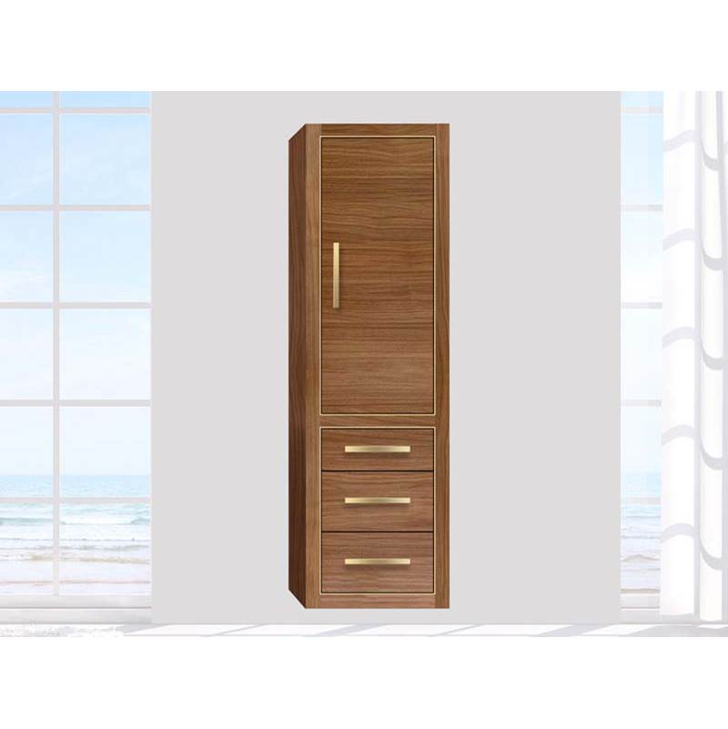 Madeli - Madeli Villa 20''W x 18''D x 71''H Wall Hung Linen Cabinet R Hinged In Natural Walnut/HW: Satin Brass(SB) - Natural Walnut With Matte Black