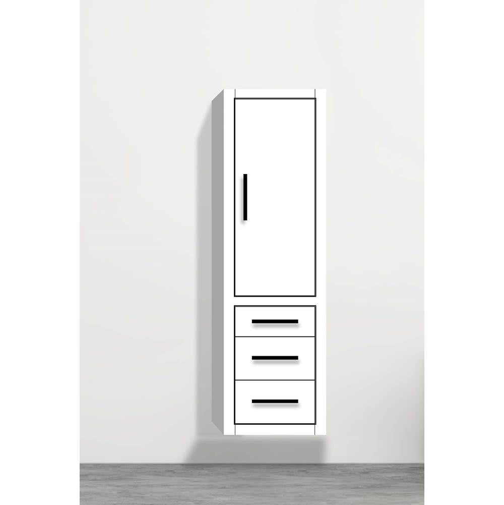 Madeli - Madeli Villa 20''W x 18''D x 71''H Wall Hung Linen Cabinet R Hinged In White/HW: Matte Black(MB) - White With Matte Black