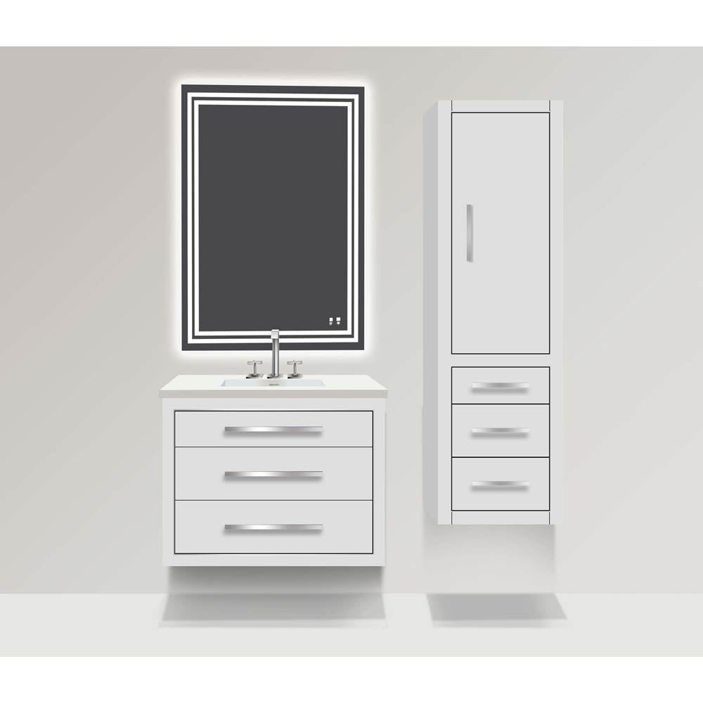 Madeli - Madeli Villa 20''W x 18''D x 71''H Wall Hung Linen Cabinet R Hinged In White/HW: Polished Nickel(PN) - White With Polished Nickel