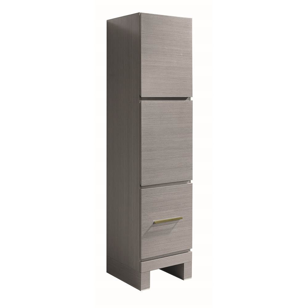 Madeli - Madeli Vicenza 18''W x 18''D x 76''H Free Standing Linen Cabinet L Hinged In Ash Grey/HW: Satin Brass(SB) - Ash Gray With Satin Brass