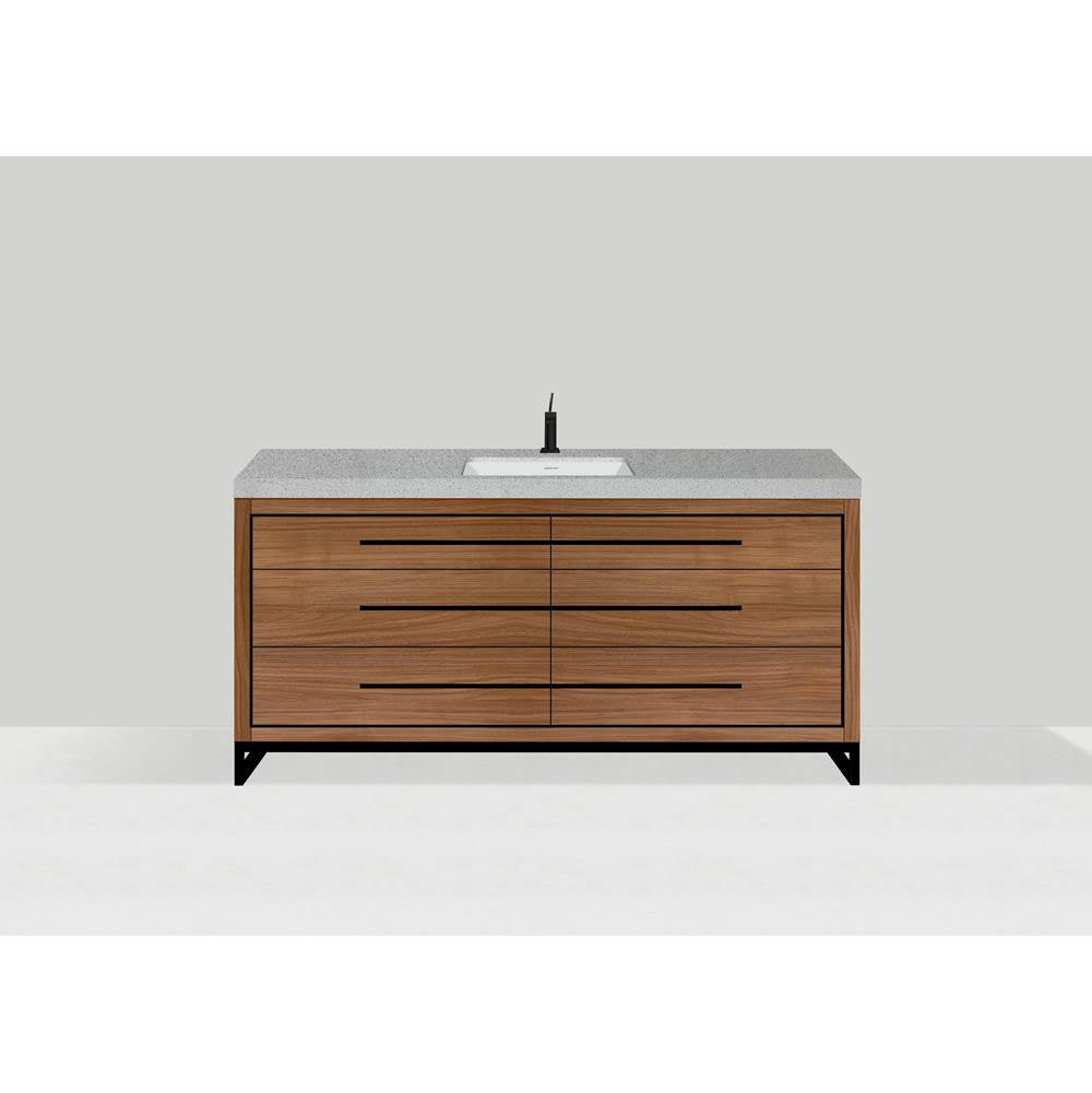 Madeli - Madeli Estate 60C'' Free standing Vanity Cabinet in Natural Walnut/HW: Satin Brass(SB) - Natural Walnut With Satin Brass