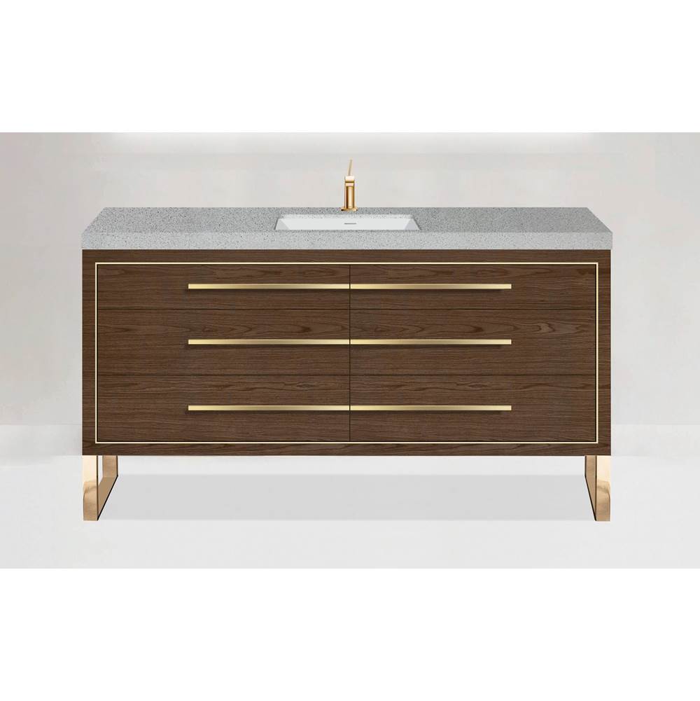 Madeli - Madeli Estate 60D'' Free standing Vanity Cabinet in Brandy/HW: Brushed Nickel(BN) - Brandy With Brushed Nickel