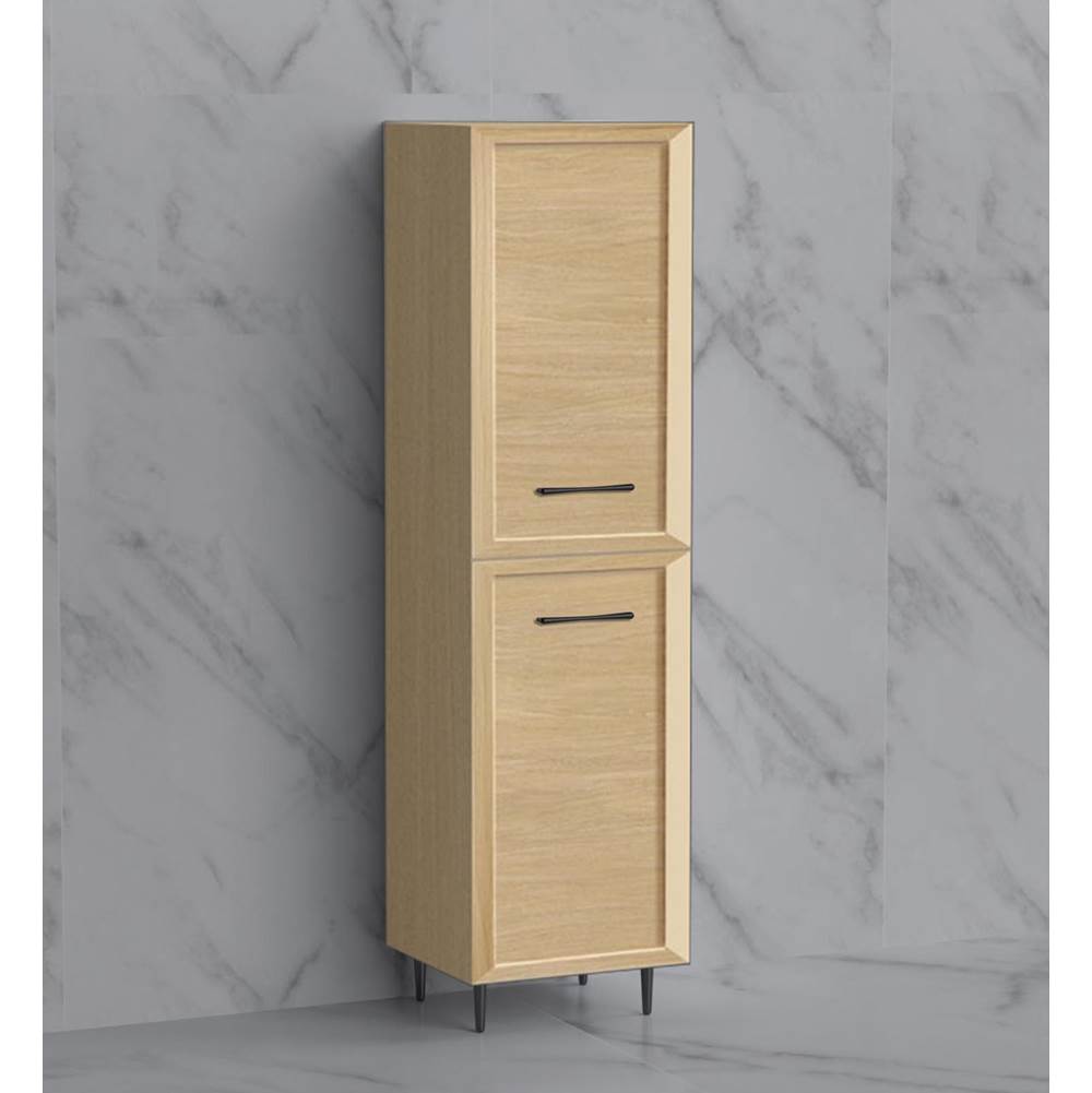 Madeli - Madeli Portrait 20''W x 18''D x 76''H Free Standing Linen Cabinet R Hinged in Natural Oak/HW: Handles/Feet Matte Black(MB) - Natural Oak With Matte Black