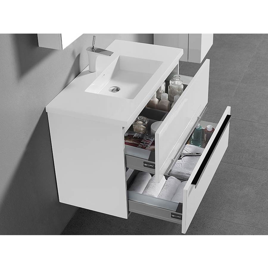 Madeli Urban 36'' Wall hung Vanity Cabinet in White Finish/HW: Matte Black(MB)