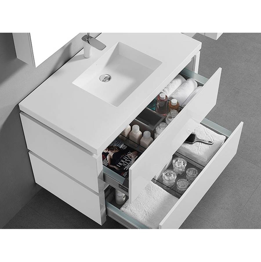 Madeli Cube 42'' Wall hung Vanity Cabinet in White Finish