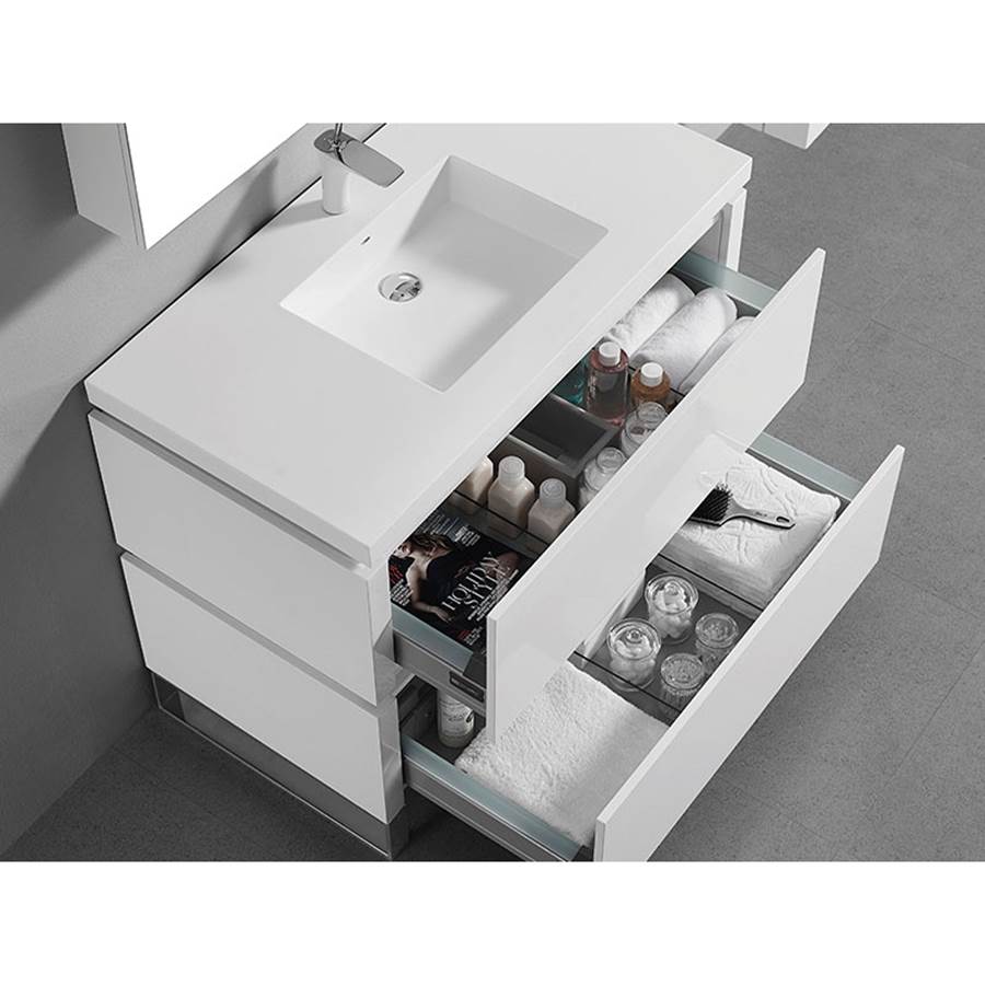 Madeli Metro 48C'' Free Standing Vanity in White/HW: Matte Black(MB)