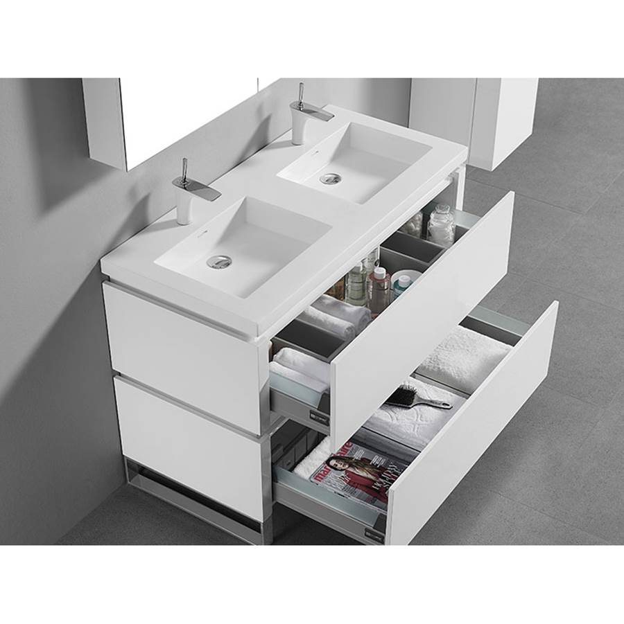 Madeli Metro 48D'' Free Standing Vanity in White/HW: Brushed Nickel(BN)