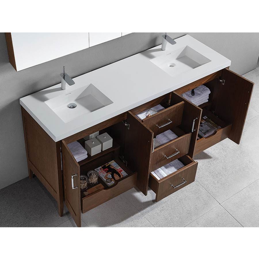 Madeli Encore 72'' Free Standing Vanity White/HW: Polished Nickel(PN)