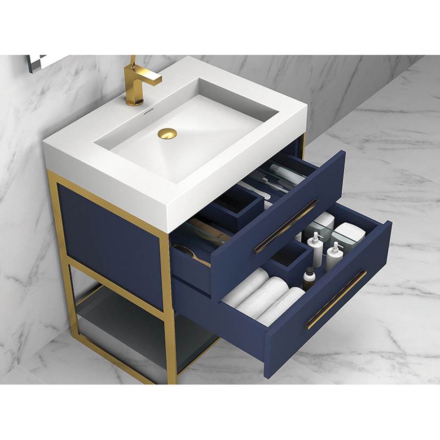 Madeli Silhouette 30'' Free Standing Vanity White/HW: Satin Brass(SB)