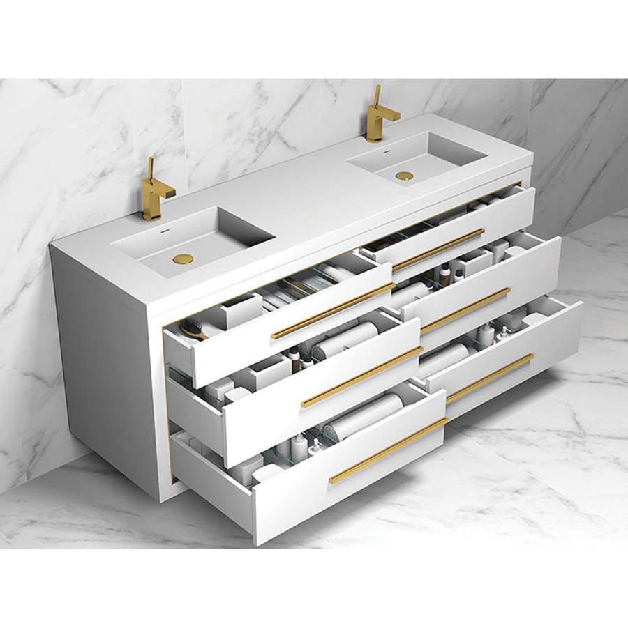 Madeli Villa 72'' Wall hung Vanity Cabinet White/HW: Brushed Nickel(BN)
