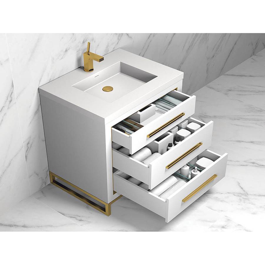 Madeli Estate 24'' Free standing Vanity Cabinet in White/HW: Black(MB)