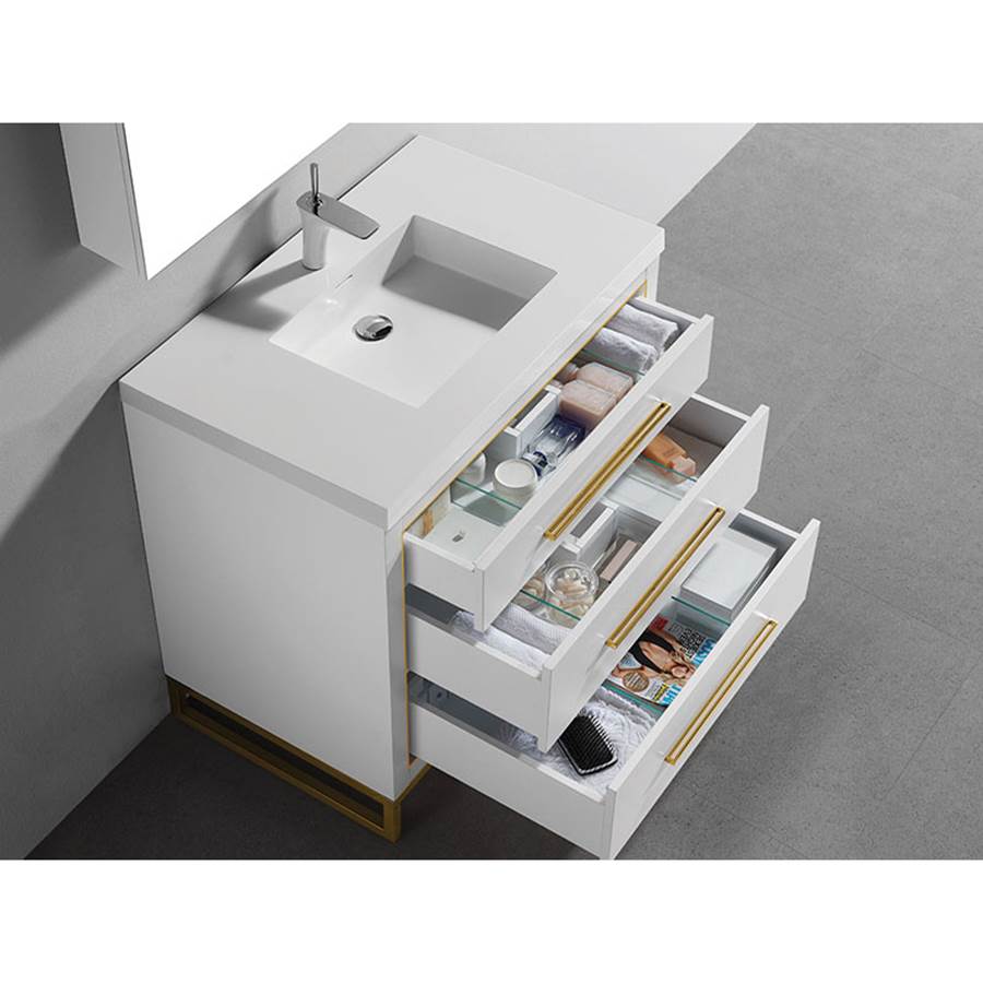 Madeli Estate 30'' Free standing Vanity Cabinet in White/HW: Polished Nickel(PN)