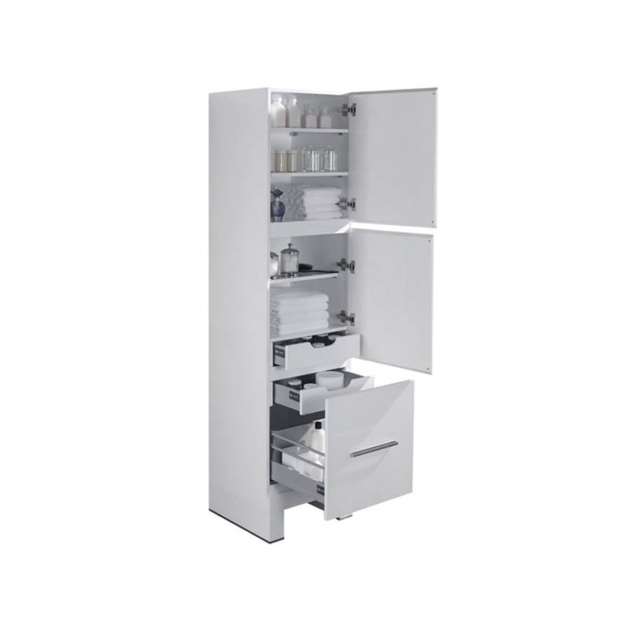 Madeli Vicenza 18''W x 18''D x 76''H Free Standing Linen Cabinet L Hinged In White/HW: Polished Nickel(PN)