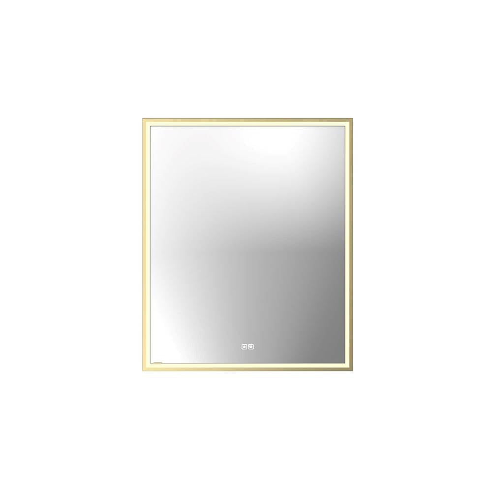 Madeli - Madeli Illusion Lighted Mirrored Cabinet, Recessed Mount, 30'' x 36'' x 4-3/4'', L Hinged, Frame in Satin Brass, 2700/4000K Temperature, Deffoger, Dimmable, Three-direction Light Diffuser - Satin Brass