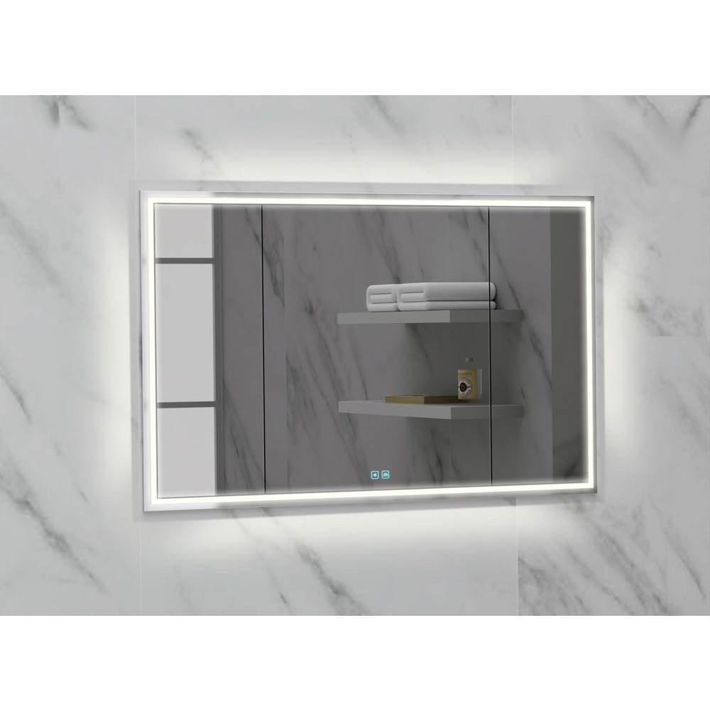 Madeli - Madeli Illusion Lighted Mirrored Cabinet, Recessed Mount, 48'' x 36'' x 4-3/4'', For Single Basin, Frame in Satin Brass, 2700/4000K Temperature, Deffoger, Dimmable, Three-direction Light Diffuser - Brushed Nickel