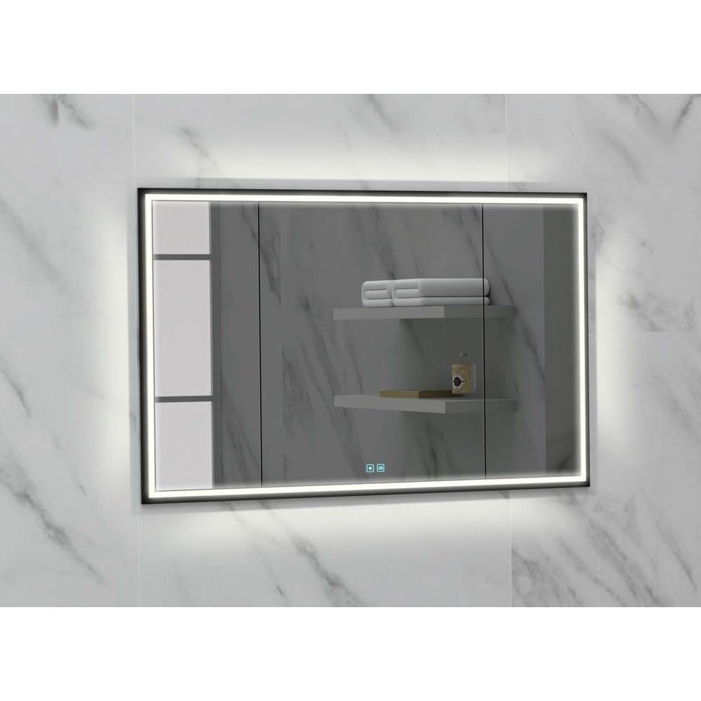Madeli - Madeli Illusion Lighted Mirrored Cabinet, Recessed Mount, 48'' x 36'' x 4-3/4'', For Single Basin, Frame in Matte Black, 2700/4000K Temperature, Deffoger, Dimmable, Three-direction Light Diffuser - Matte Black