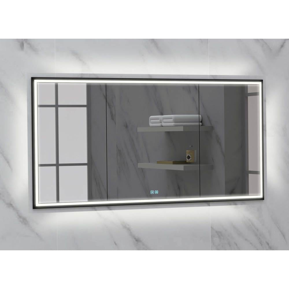Madeli - Madeli Illusion Lighted Mirrored Cabinet, Recessed Mount, 60'' x 36'' x 4-3/4'', For Single Basin, Frame in Matte Black, 2700/4000K Temperature, Deffoger, Dimmable, Three-direction Light Diffuser - Matte Black