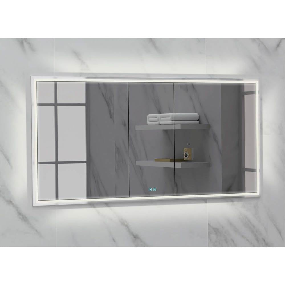 Madeli - Madeli Illusion Lighted Mirrored Cabinet, Recessed Mount, 60'' x 36'' x 4-3/4'', For Double Basin, Frame in Polished Chrome, 2700/4000K Temperature, Deffoger, Dimmable, Three-direction Light Diffuser - Polished Chrome