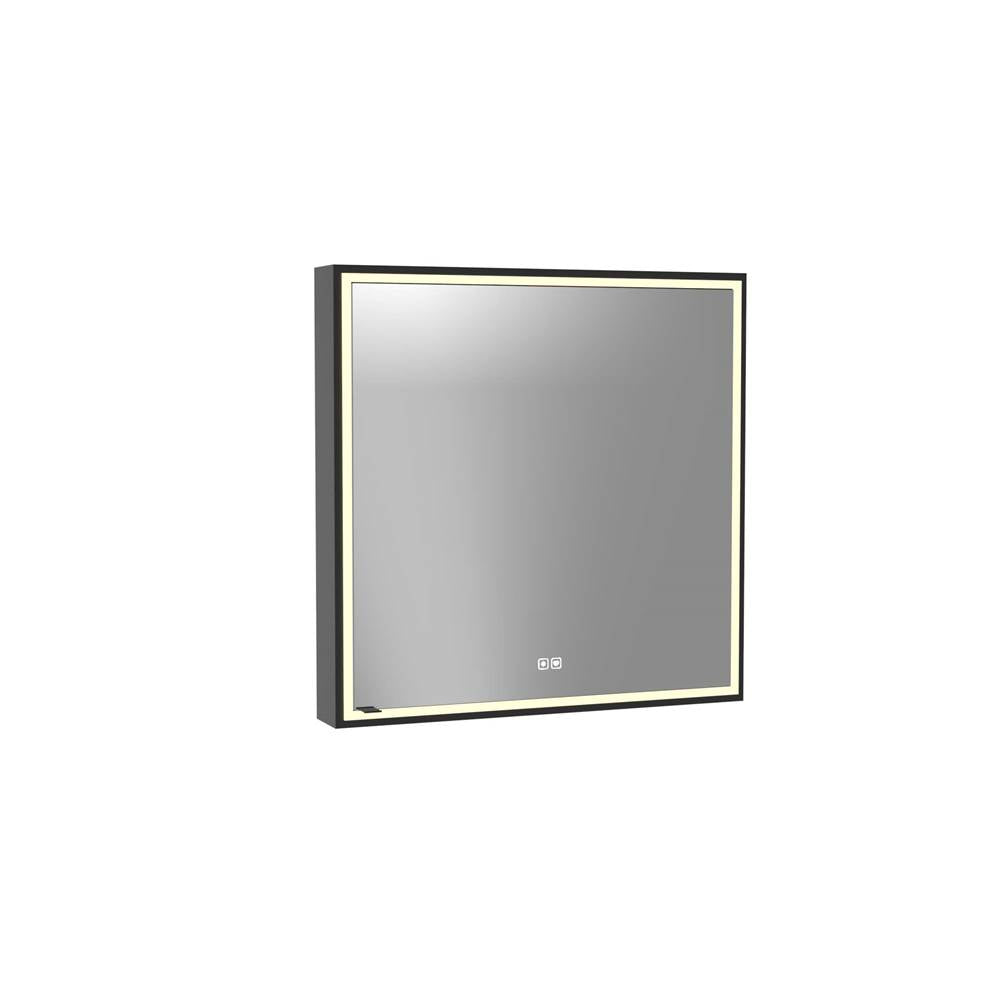 Madeli - Madeli Pioneer Lighted Mirrored Cabinet, Surface Mount, 30'' x 30'' x 4-3/4'', L Hinged, Frame in Matte Black, 2700/4000K Temperature, Deffoger, Dimmable, Three-direction Light Diffuser - Matte Black