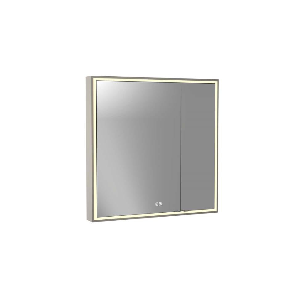 Madeli - Madeli Pioneer Lighted Mirrored Cabinet, Surface Mount, 36'' x 36'' x 4-3/4'', For Left Basin, Frame in Brushed Nickel, 2700/4000K Temperature, Deffoger, Dimmable, Three-direction Light Diffuser - Brushed Nickel