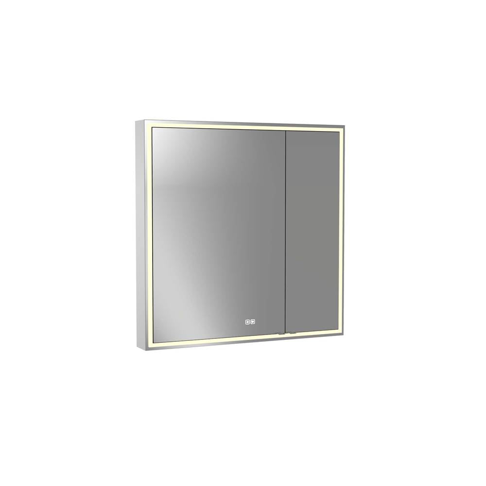 Madeli - Madeli Pioneer Lighted Mirrored Cabinet, Surface Mount, 36'' x 36'' x 4-3/4'', For Left Basin, Frame in Polished Chrome, 2700/4000K Temperature, Deffoger, Dimmable, Three-direction Light Diffuser - Polished Chrome