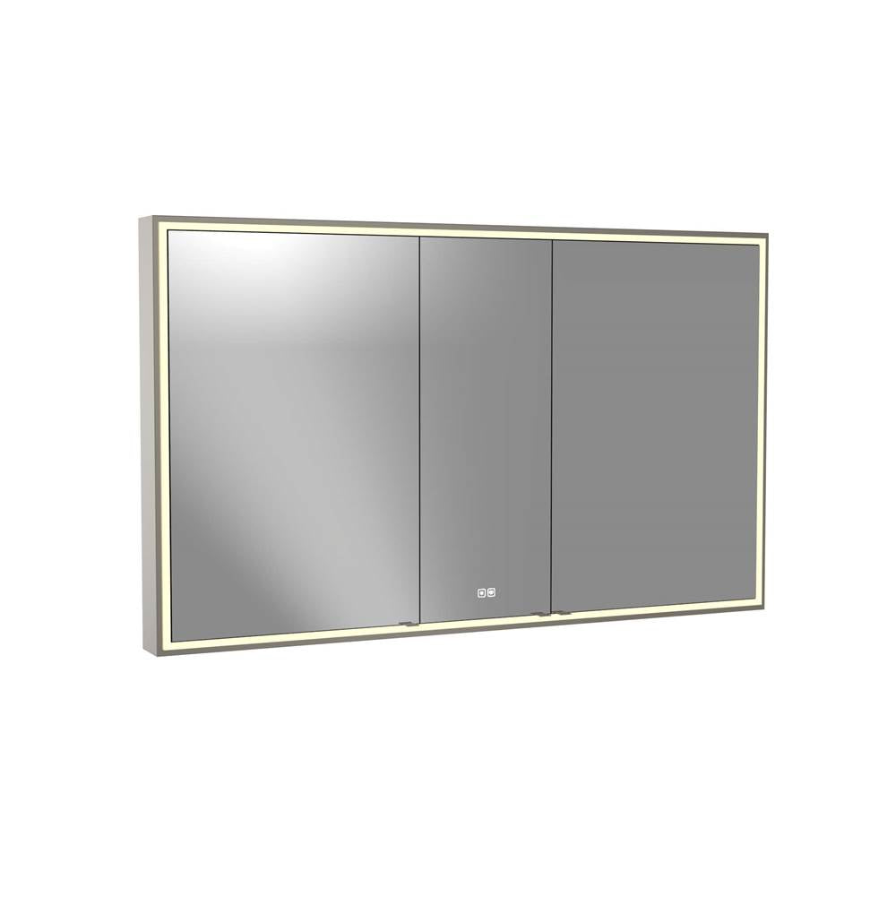 Madeli - Madeli Pioneer Lighted Mirrored Cabinet, Surface Mount, 60'' x 36'' x 4-3/4'', For Double Basin, Frame in Brushed Nickel, 2700/4000K Temperature, Deffoger, Dimmable, Three-direction Light Diffuser - Brushed Nickel