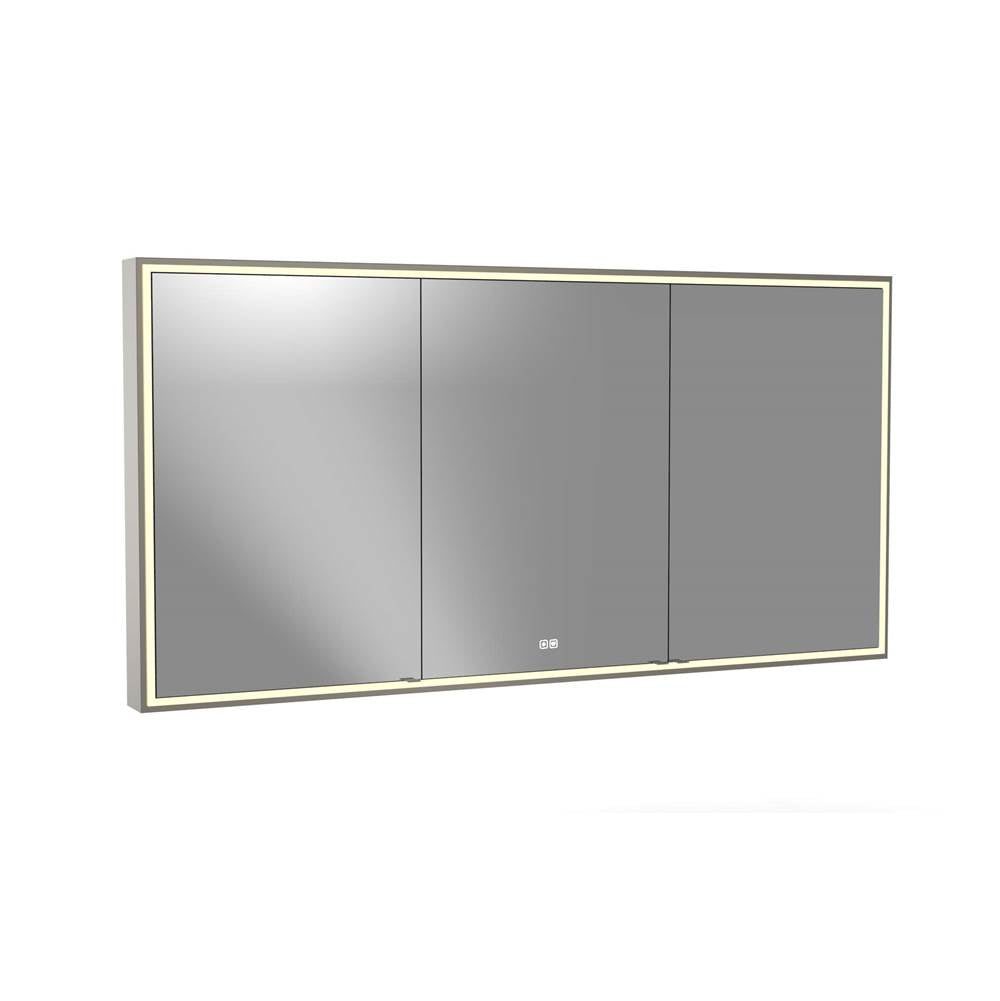 Madeli - Madeli Pioneer Lighted Mirrored Cabinet, Surface Mount, 72'' x 36'' x 4-3/4'', Unibody, Frame in Brushed Nickel, 2700/4000K Temperature, Deffoger, Dimmable, Three-direction Light Diffuser - Brushed Nickel