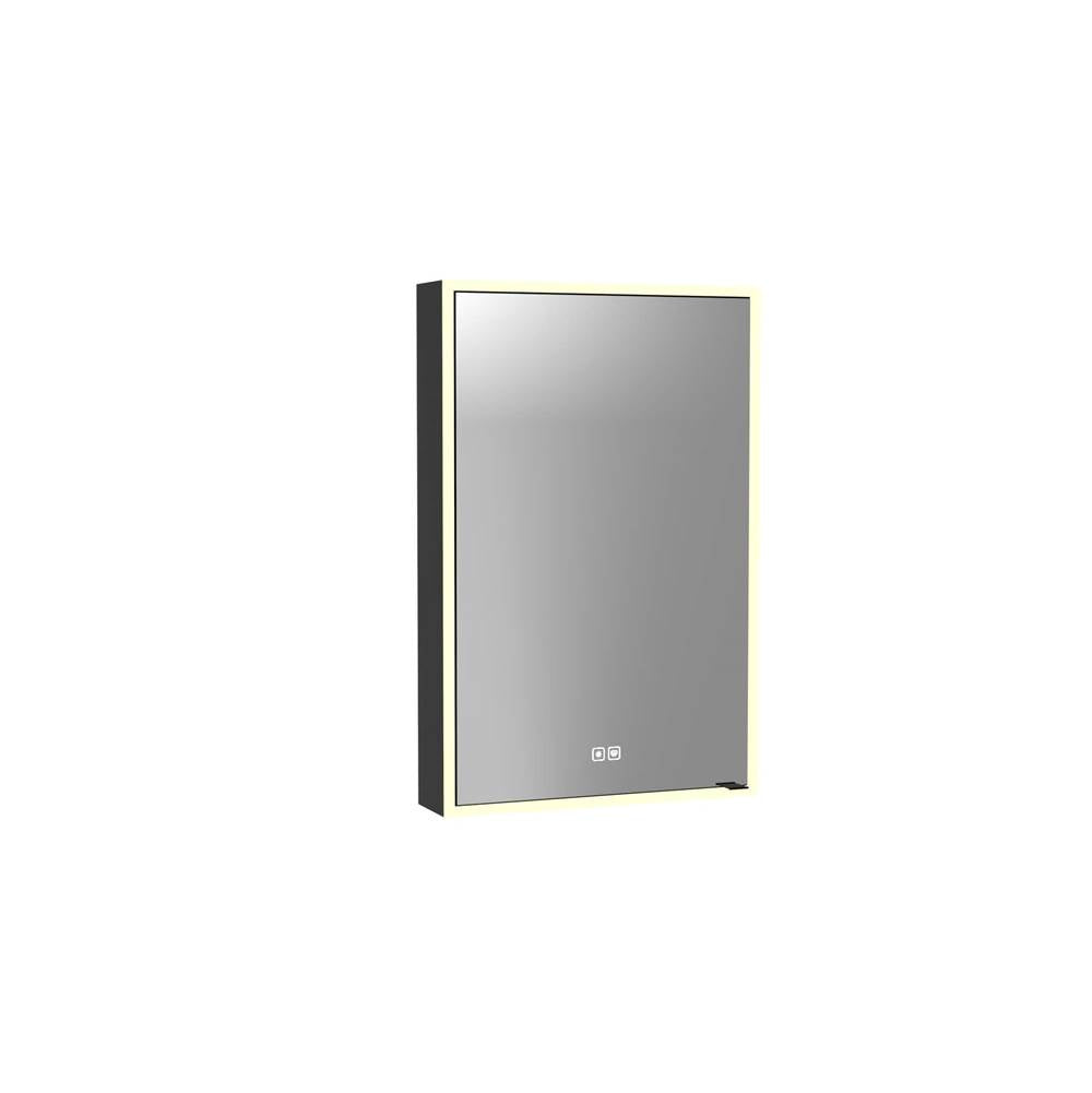 Madeli - Madeli Vanguard Lighted Mirrored Cabinet, Surface Mount, 20'' x 30'' x 4-3/4'', R Hinged, Side Kit in Matte Black, 2700/4000K Temperature, Deffoger, Dimmable, Three-direction Light Diffuser - Matte Black