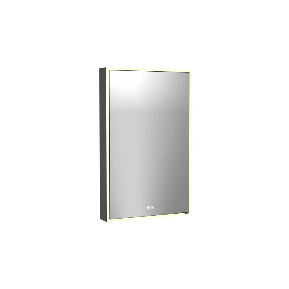 Madeli - Madeli Vanguard Lighted Mirrored Cabinet, Surface Mount, 24'' x 36'' x 4-3/4'', R Hinged, Side Kit in Matte Black, 2700/4000K Temperature, Deffoger, Dimmable, Three-direction Light Diffuser - Matte Black