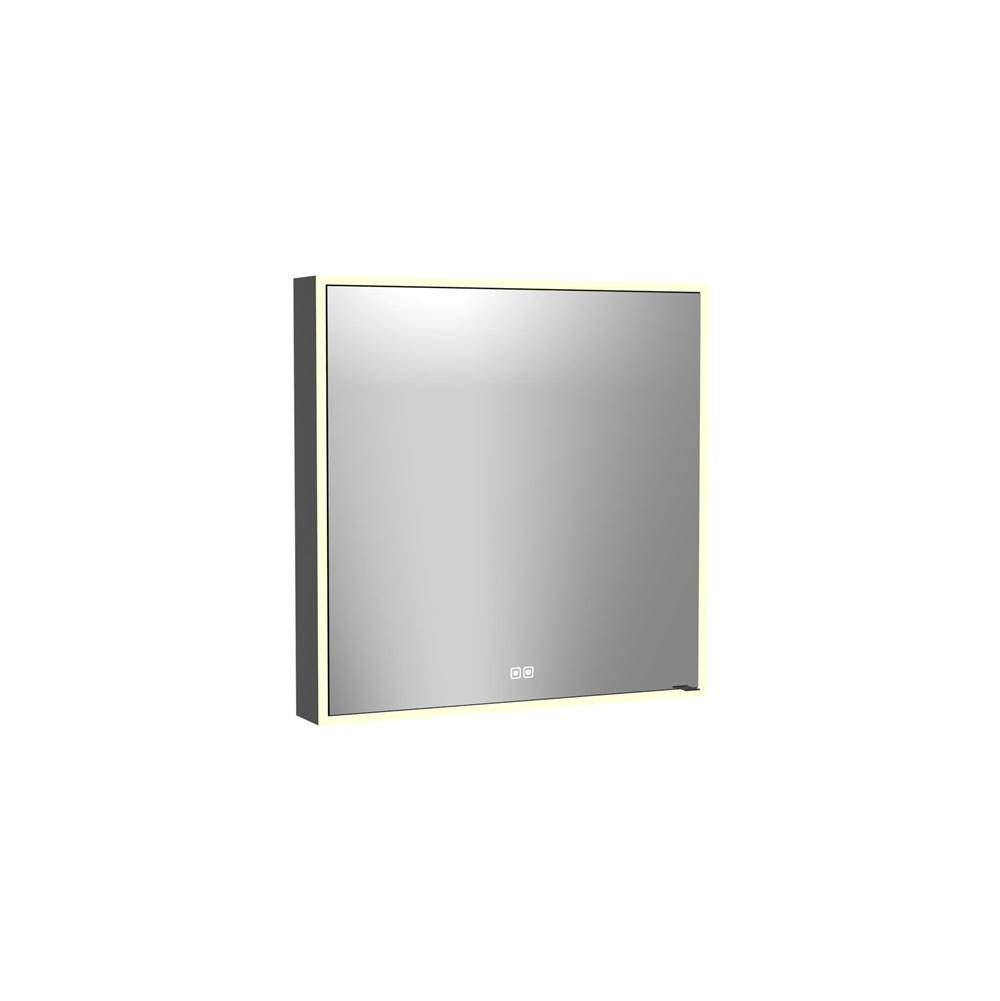 Madeli - Madeli Vanguard Lighted Mirrored Cabinet, Surface Mount, 30'' x 30'' x 4-3/4'', L Hinged, Side Kit in Matte Black, 2700/4000K Temperature, Deffoger, Dimmable, Three-direction Light Diffuser - Matte Black