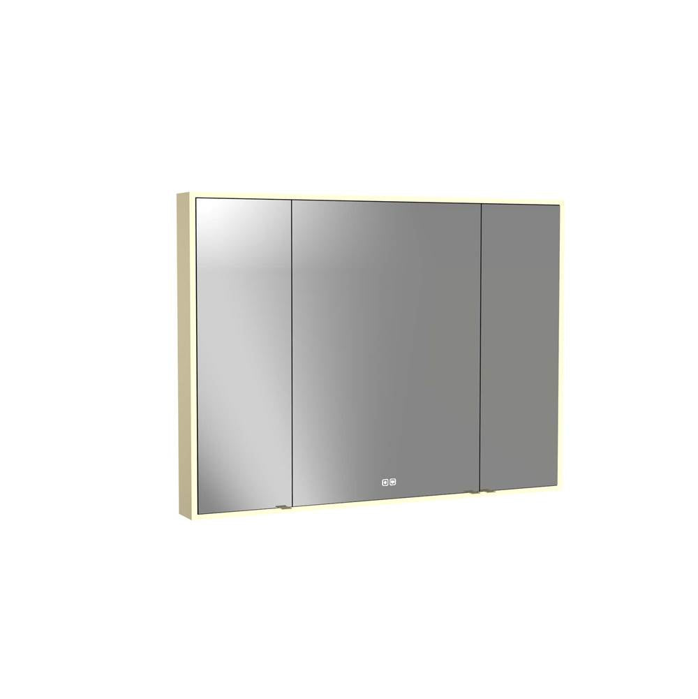Madeli - Madeli Vanguard Lighted Mirrored Cabinet, Surface Mount, 48'' x 36'' x 4-3/4'', For Singel Basin, Side Kit in Satin Brass, 2700/4000K Temperature, Deffoger, Dimmable, Three-direction Light Diffuser - Satin Brass