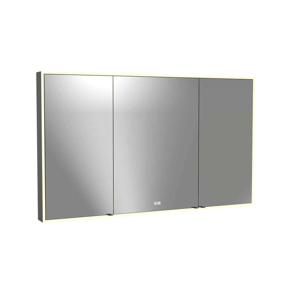 Madeli - Madeli Vanguard Lighted Mirrored Cabinet, Surface Mount, 60'' x 36'' x 4-3/4'', For Single Basin, Side Kit in Matte Black, 2700/4000K Temperature, Deffoger, Dimmable, Three-direction Light Diffuser - Matte Black