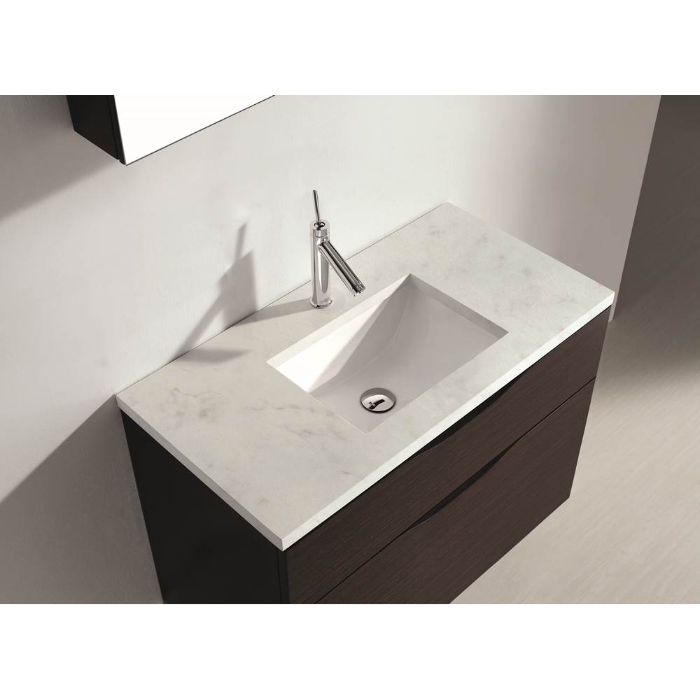 Madeli - Madeli Quartzstone Countertop, 36'' x 18'' x 3/4'', Single Faucet Hole in White Carrara - White Carrara