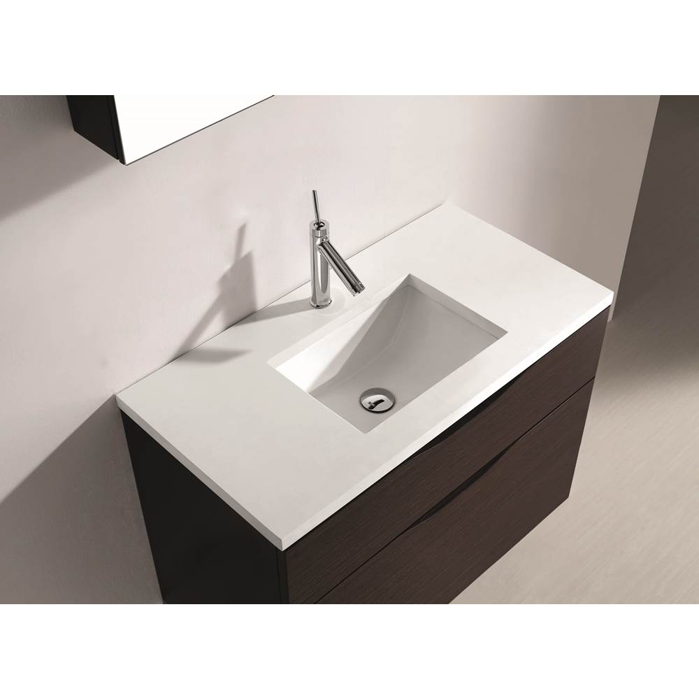 Madeli - Madeli Quartzstone Countertop, 36'' x 18'' x 3/4'', Single Faucet Hole in White - White