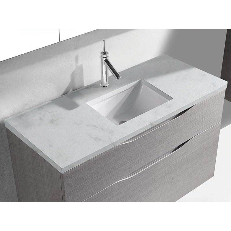 Madeli - Madeli Quartzstone Countertop, 42'' x 18'' x 3/4'', Single Faucet Hole in White Carrara - White Carrara