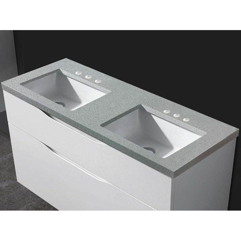 Madeli - Madeli Quartzstone Countertop, 48'' x 18'' x 3/4'', Double Basin, 8'' Widespread Faucet Holes in Silver Grey - Silver Grey