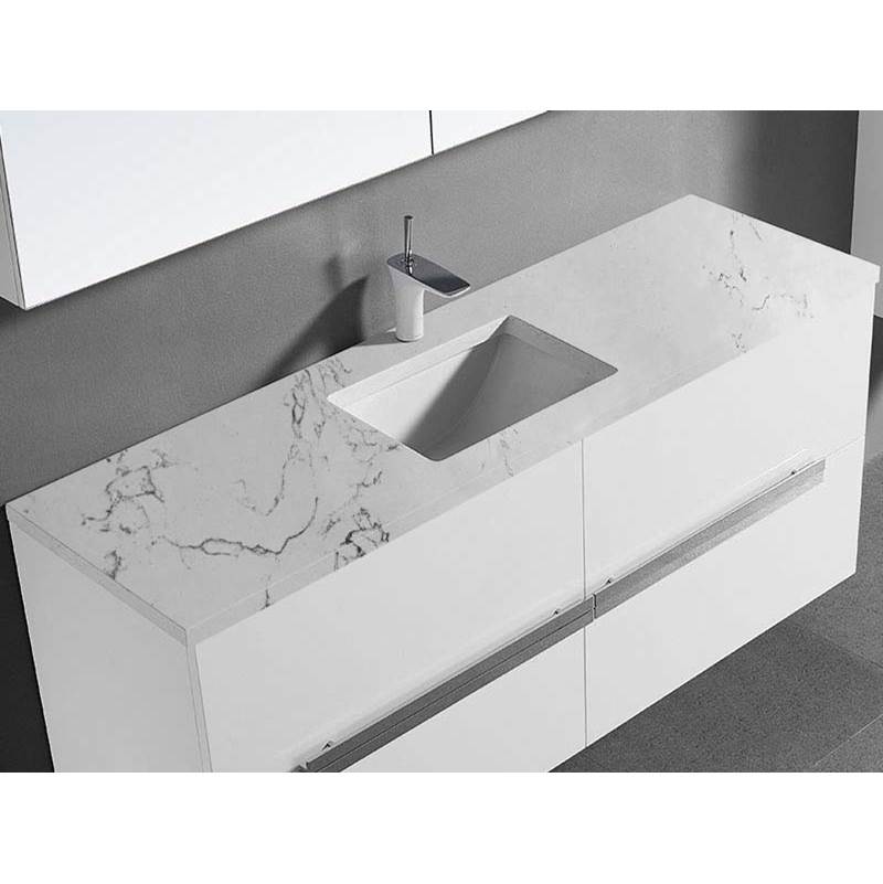 Madeli - Madeli Quartzstone Countertop, 60'' x 18'' x 3/4'', Single Basin, Single Faucet Hole in White Carrara - White Carrara