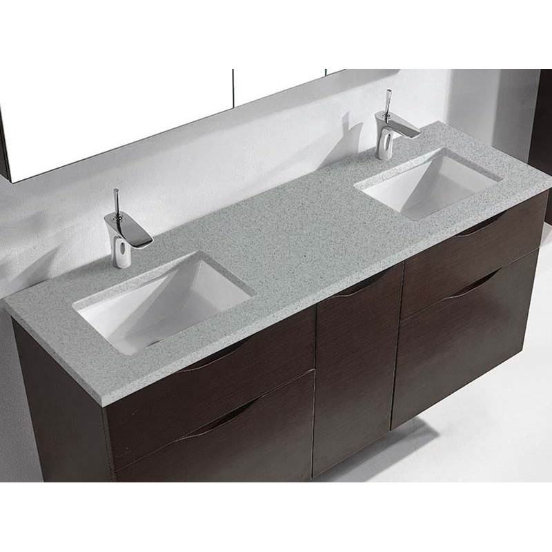 Madeli - Madeli Quartzstone Countertop, 60'' x 18'' x 3/4'', Double Basin, Single Faucet Hole in Silver Grey - Silver Grey
