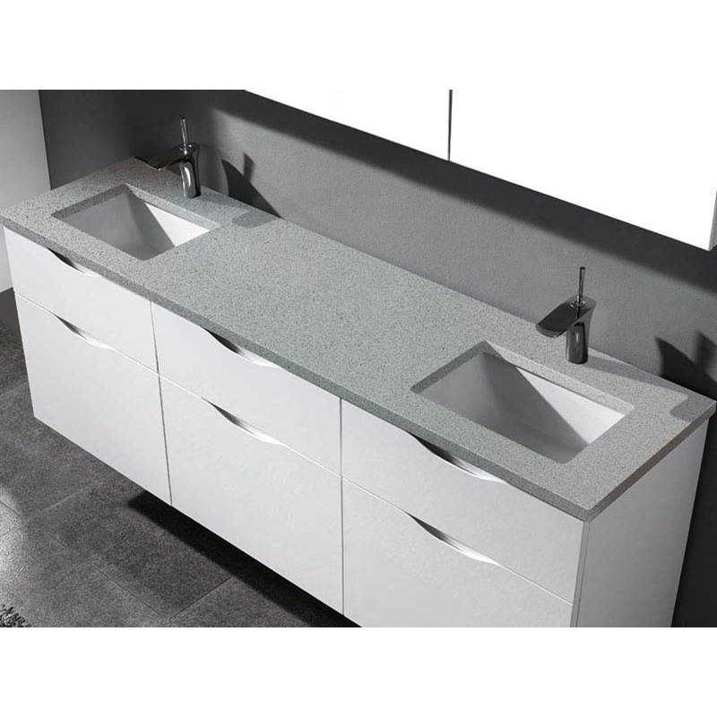 Madeli - Madeli Quartzstone Countertop, 72'' x 18'' x 3/4'', Single Faucet Hole in Silver Grey - Silver Grey