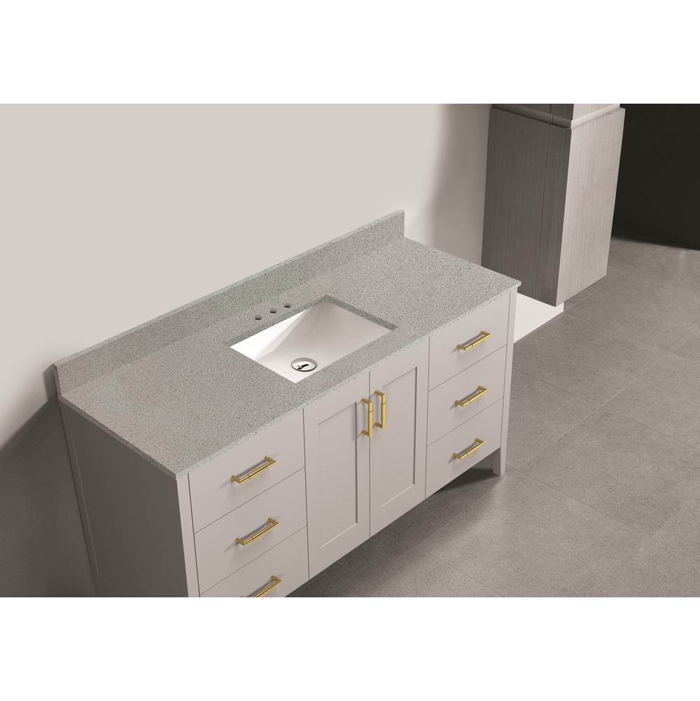 Madeli - Madeli Quartzstone Countertop, 60'' x 18'' x 3/4'', Single Basin, 8'' Widespread Faucet Holes in Silver Grey - Silver Grey