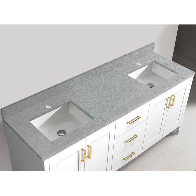 Madeli - Madeli Quartzstone Countertop, 72'' x 18'' x 3/4'', Single Faucet Hole in Silver Grey - Silver Grey