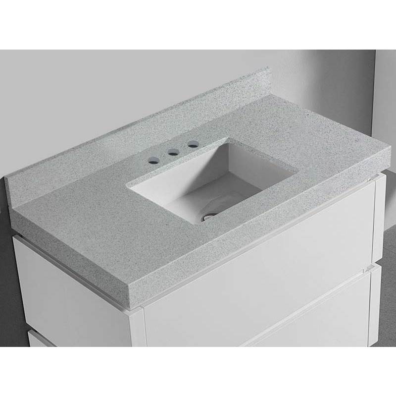 Madeli - Madeli Quartzstone Countertop, 42'' x 22'' x 3'', 8'' Widespread Faucet Holes in Silver Grey - Silver Grey