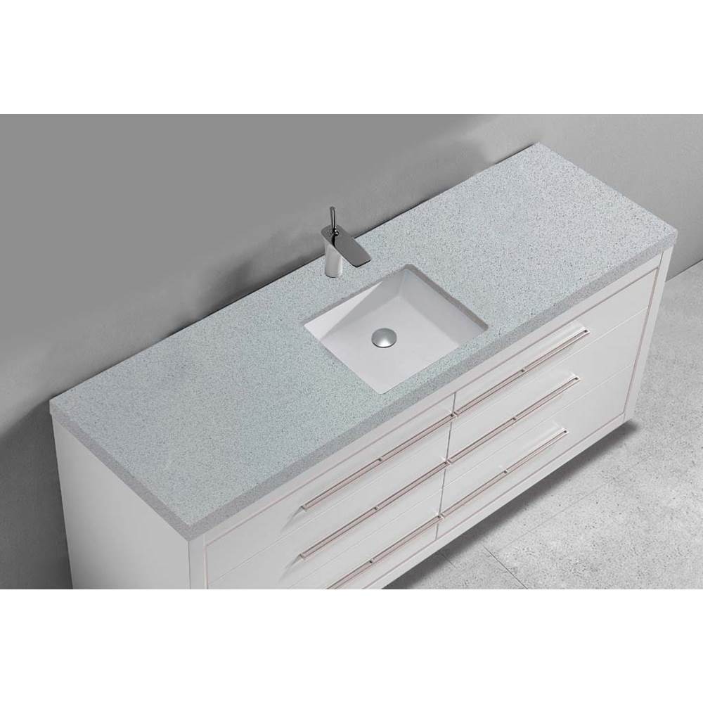 Madeli - Madeli Quartzstone Countertop, 60'' x 22'' x 3'', Single Basin, Single Faucet Hole in Silver Grey - Silver Grey