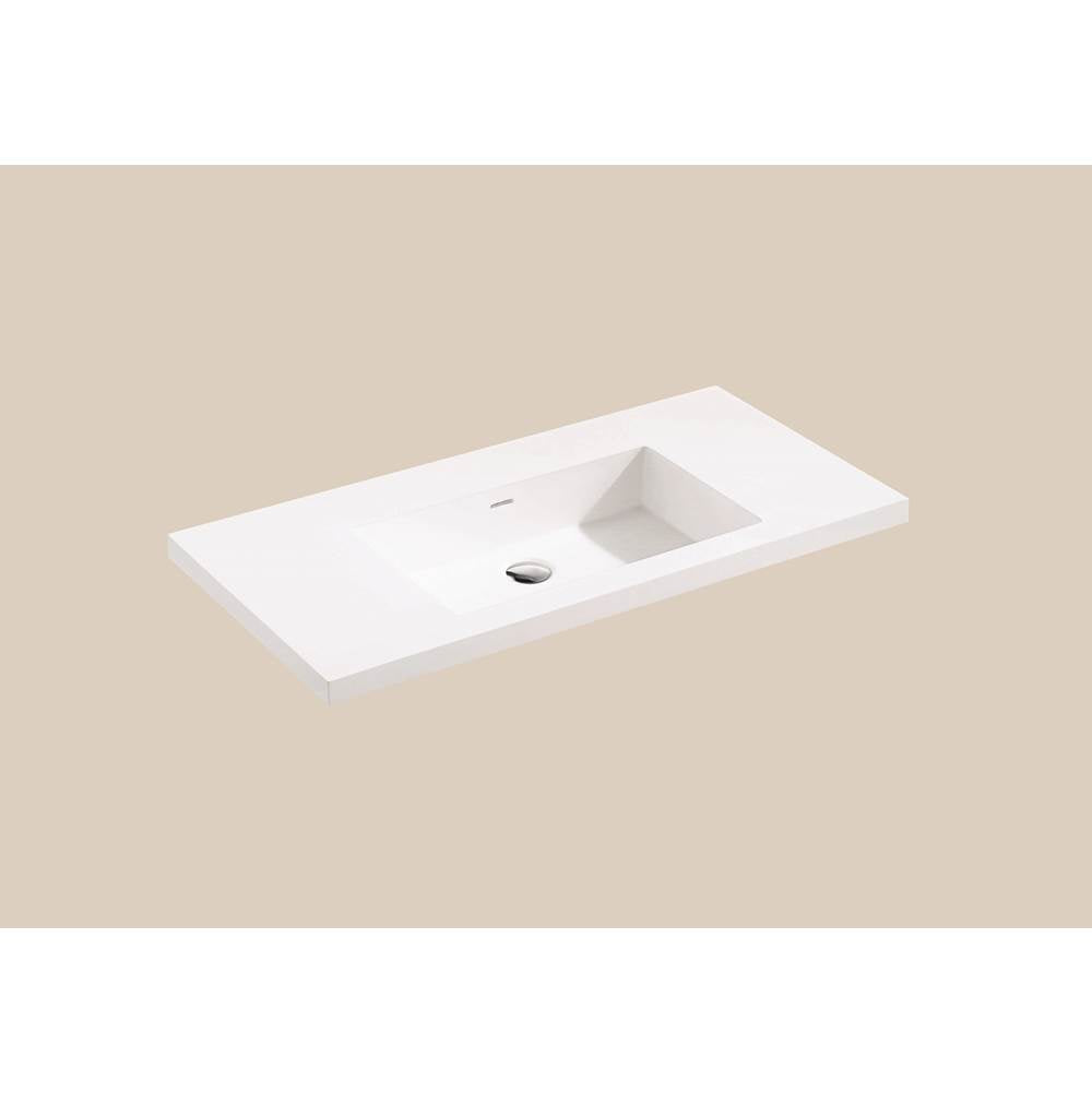 Madeli - Madeli X-Stone Top/Basin, 60'' x 22'' x 2'', Single Basin, Glossy White, No Faucet Hole - White