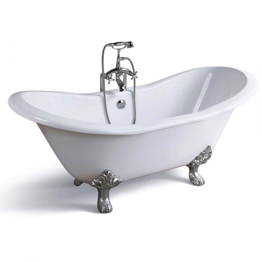 Maidstone - Ravelle Cast Iron Double Slipper Clawfoot Tub - Polished Nickel