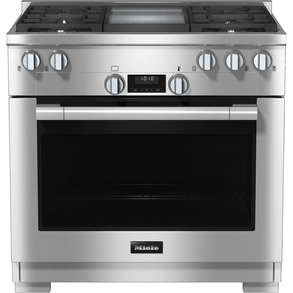 Miele - HR 1136-3 LP AG GD - 36'' Gas Range DirectSelect LP Burner/Griddle - Clean Touch Steel