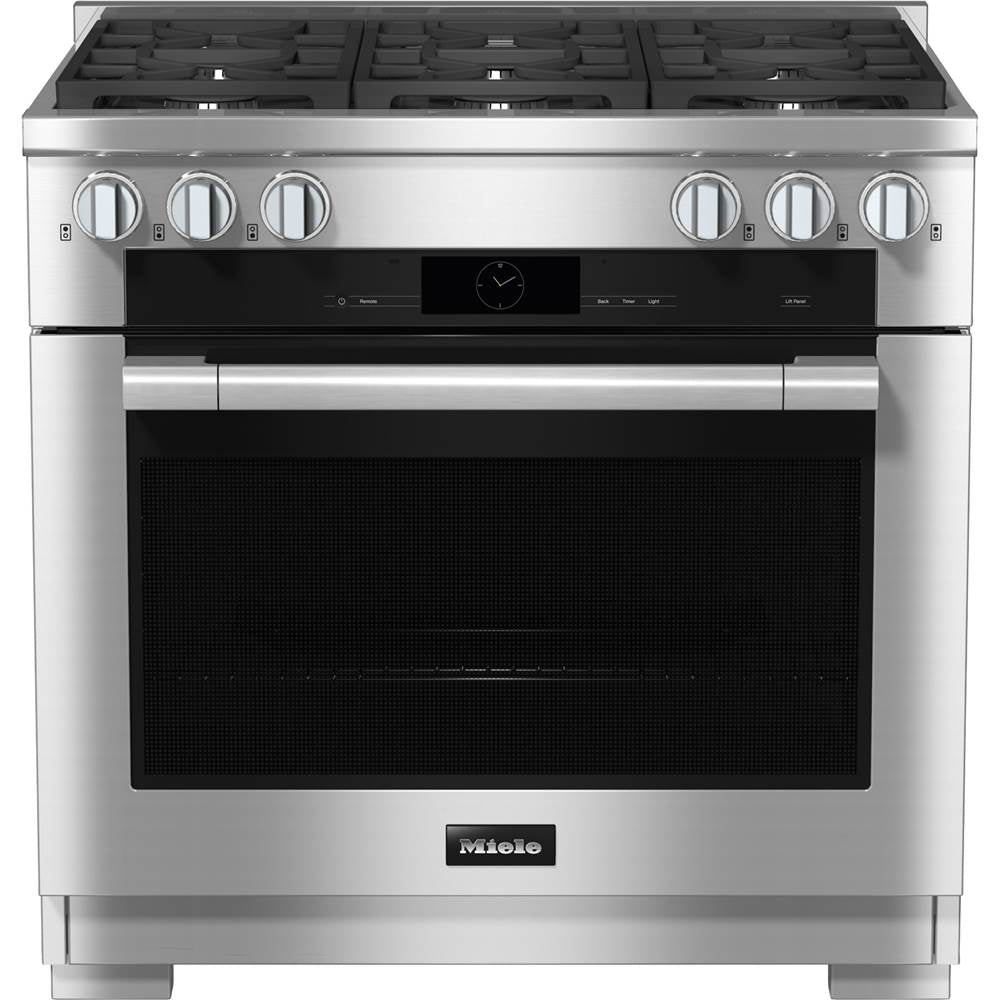 Miele - HR 1934-3 LP DF - 36'' Duel Fuel Range LP 6 Burner MTouch - Clean Touch Steel