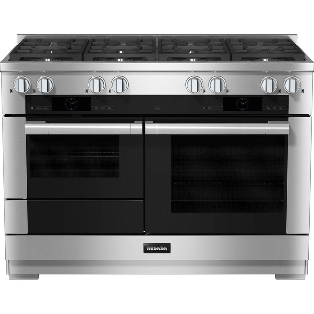 Miele - HR 1954-3 G DF - 48'' Duel Fuel Range 8 Burner MTouch - Clean Touch Steel