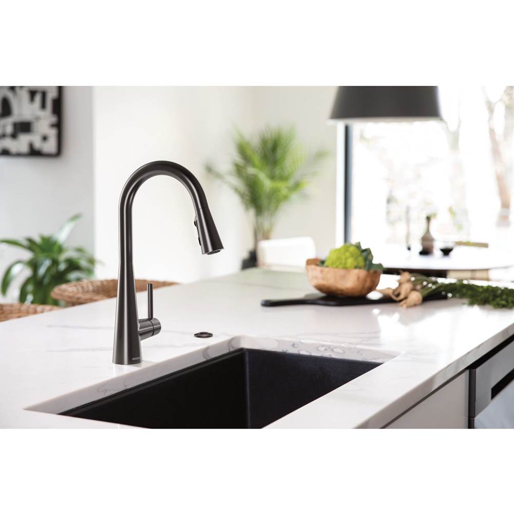 Sleek One-Handle High Arc Pulldown Kitchen Faucet Featuring Power Boost, Chrome