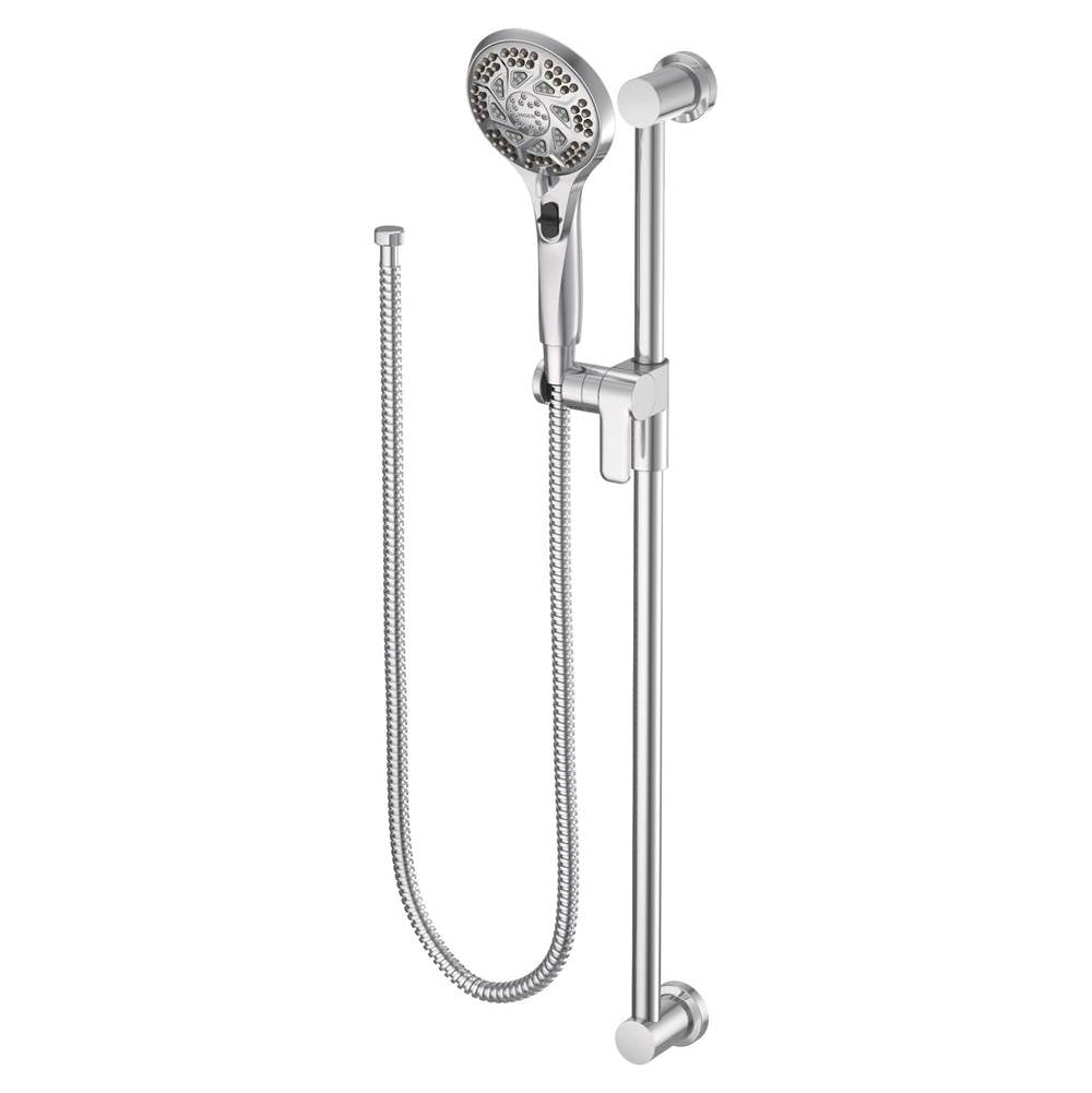 5-Function Massaging Handshower with Toggle Pause, Includes 30-Inch Slide Bar and 69-Inch Hose, Chrome